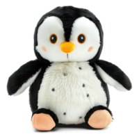 ai gerado fofo pinguim recheado animal brinquedo com suave pele isolado em transparente fundo ai png