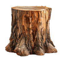 AI generated Photorealistic tree trunk, half cut, isolated on transparent background. png