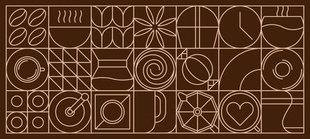 Coffee abstract modern line geometric pattern tile vector