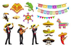 Mexican Cinco de Mayo holiday party characters vector