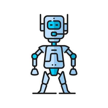 Robot, virtual bot or futuristic droid linear icon vector