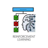 Reinforcement machine learning color line icon vector