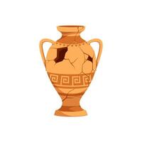 Ancient broken pottery and vase, old cracked pot vector