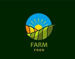 Agriculture rural farm field icon with landscape vector