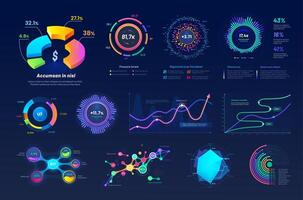 UI interface graphs, charts, infographic elements vector