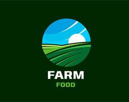 Agriculture farm field icon, vector round emblem