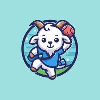 Goat Cute Mascot Logo Illustration Chibi Kawaii vector