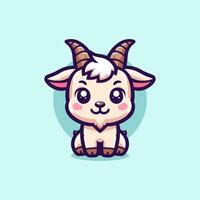 Goat Cute Mascot Logo Illustration Chibi Kawaii vector