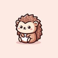 Hedgehog Cute Mascot Logo Illustration Chibi Kawaii vector