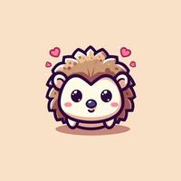 Hedgehog Cute Mascot Logo Illustration Chibi Kawaii vector