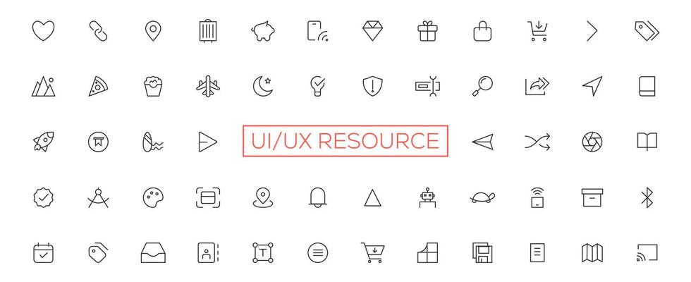 Minimalist and simple looking ui icons set for dark, light mode. Outline isolated user interface elements for night, day themes