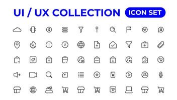 Ui ux icon set, user interface iconset collection. vector