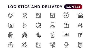 Logistics and delivery linear icons collection.Set of thin line web icon set, simple outline icons collection, Pixel Perfect icons, Simple vector illustration.