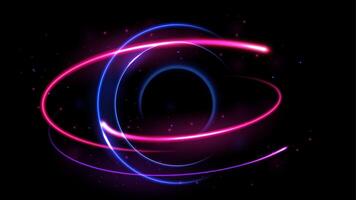 Blue and Pink Circle Light Effect Moving on Dark Background, Vector Illustration