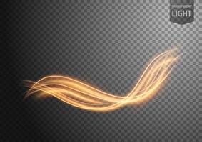 Abstract Gold Wavy Line of Light with A Background, Isolated and Easy to Edit, Vector Illustration