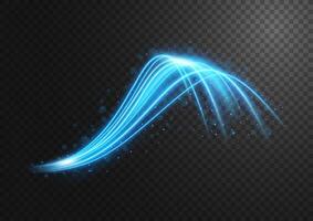 Abstract Blue Line of Light with Blue Sparks, on A Background, Isolated and Easy to Edit, Vector Illustration