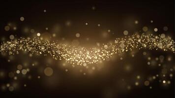 Gold Particles, Blurred Flow Wave Background. Vector Illustration