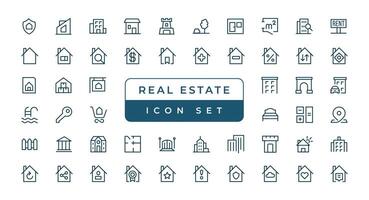 Real Estate thin line icons. Real estate symbols set. House, Home, Realtor, Agent, Plan editable stroke icon. Real estate icons collection. House line icons vector