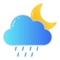 rain cloud icon with the moon, rain at night png