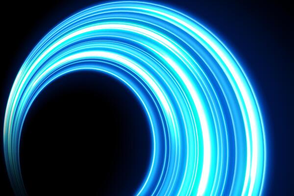 Blue Light Trails, Long Time Exposure Motion Blur Effect, Vector Illustration