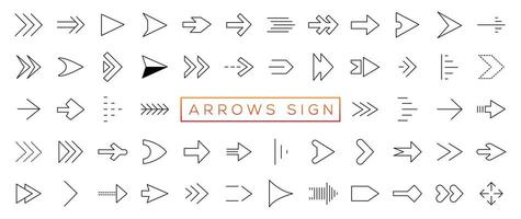 Set arrow icons. Collection different arrows sign. Set different cursor arrow direction symbols in flat style. Black arrows icons vector