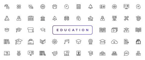 Education and Learning thin line icons set. Education, School, Learning editable stroke icons vector