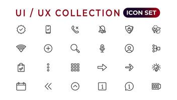 mega conjunto de ui ux icono colocar, usuario interfaz conjunto de iconos colección.conjunto de Delgado línea web icono colocar, sencillo contorno íconos recopilación, píxel Perfecto iconos, sencillo vector ilustración.