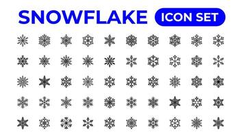 snowflake icons collection.Thin outline icons pack. vector