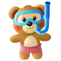 Teddy with diving mask in summer png