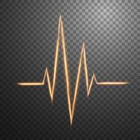 Abstract Gold Heart Rate Line of Light with A Background, Isolated and Easy to Edit, Vector Illustration