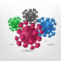 3D Ugly Viruses, Bad and Disgusting, Vector Illustration