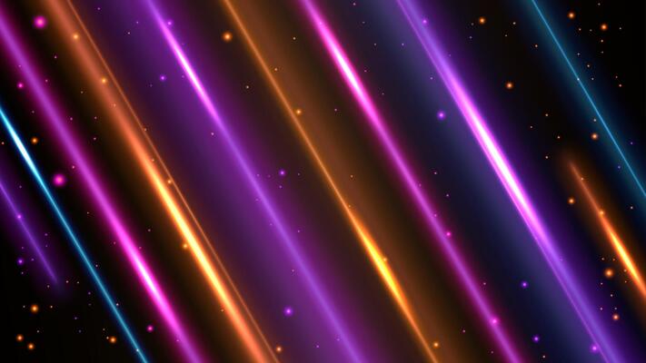 Abstract Colorful Lines Background with Flying Particles, Vector Illustration