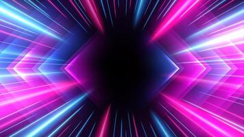 Blue and Pink Rays Zoom In Motion Effect, Light Color Trails, Vector Illustration