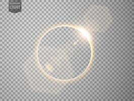 Gold Eclipse with Lens Flare. Isolated on Background, Vector Illustration