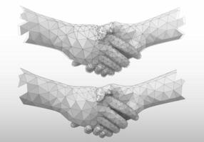 Set of Handshake, Low Poly Hands, Isolated on White Background, Vector Illustration