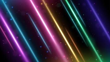 Abstract Colorful Lines Background with Flying Particles, Vector Illustration