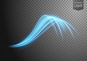 Abstract Blue Wavy Line of Light with A Background, Isolated and Easy to Edit, Vector Illustration