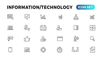 Device and Information technology line icons collection. Big UI icon set in a flat design. Thin outline icons pack vector