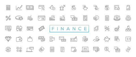 Vector business and finance editable stroke line icon set with money, bank, check, law, auction, exchance, payment, wallet, deposit, piggy, calculator, web and more isolated outline thin symbol