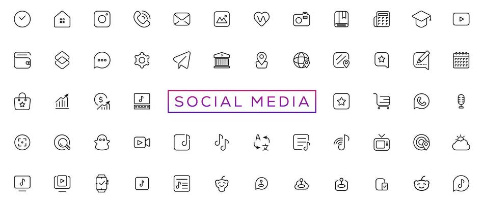 Social media logotype set. Facebook instagram twitter youtube snapchat whatsap pinterest linkedin vimeo tiktok periscope behance reddit logo set. Social network icons vector