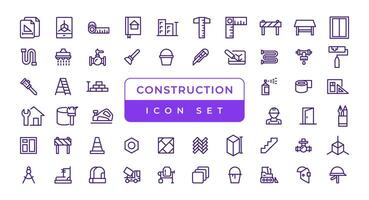 Outline web icons set - construction, home repair tools. Thin line web icons collection. Simple vector illustration