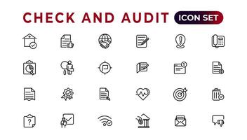 Check and audit line icons collection. Set of thin line web icon set, simple outline icons collection, Pixel Perfect icons, Simple vector illustration.