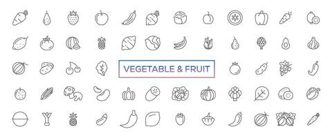 Fruits and vegetables - thin line web icon set. Outline icons collection. Simple vector illustration