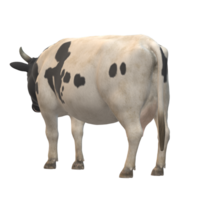 Black and white spotted cow 3D Rendering png