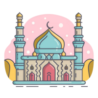 hand drawn muslim mosque illustration png