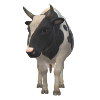 Black and white spotted cow 3D Rendering png