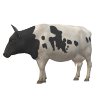 Black and white spotted cow 3D Rendering png