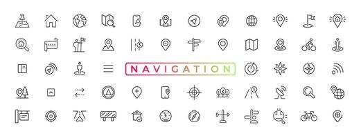 Navigation, location, GPS elements - thin line web icon set. Outline icons collection. Simple vector illustration.