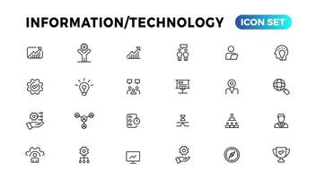 Device and Information technology line icons collection. Big UI icon set in a flat design. Thin outline icons pack vector