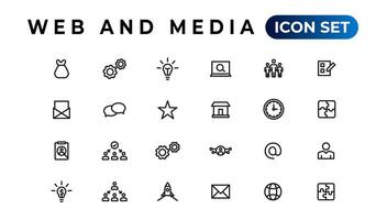 paquete de iconos de audio y video. conjunto de iconos de línea delgada. conjunto de colección de iconos planos. iconos vectoriales simples vector